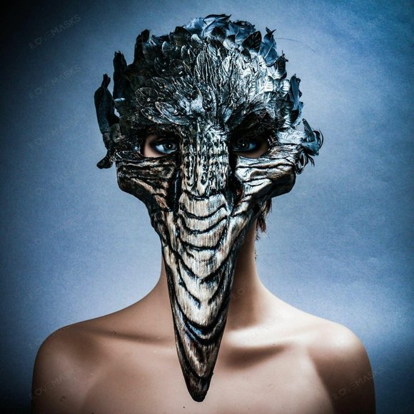 Halloween Brown Bird Curved Nose Feather Plague Do - Picture 4 of 9